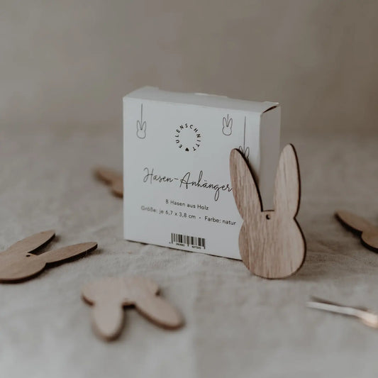 Wooden Bunny Pendant in A Set of 8