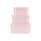 3 Pink Glitter Lunch Boxes