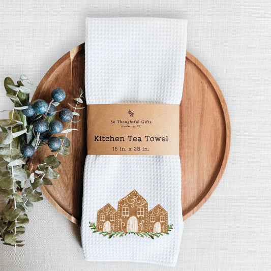 Christmas Dish Towel - Gingerbread Village | Kitchen Towel