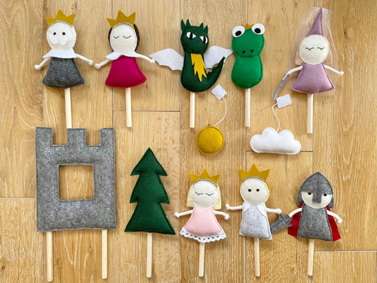 Fairy Tale 8-Puppets and 4-decorations Set for MIMIKI puppet theatre