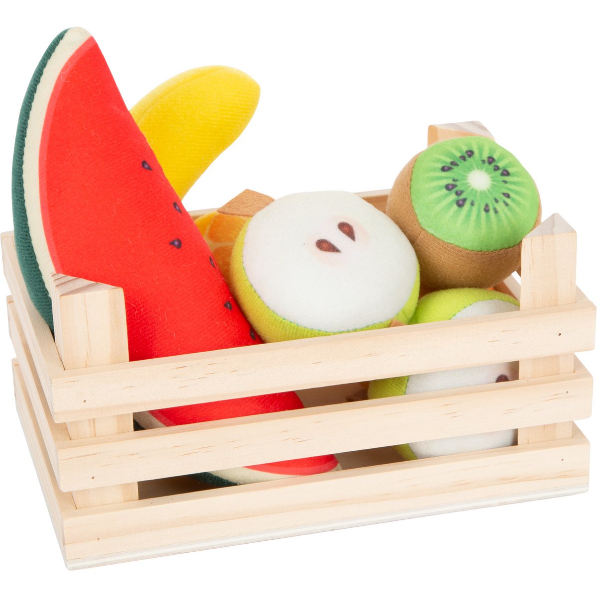 Fabric Fruit Set in a Wooden Crate
