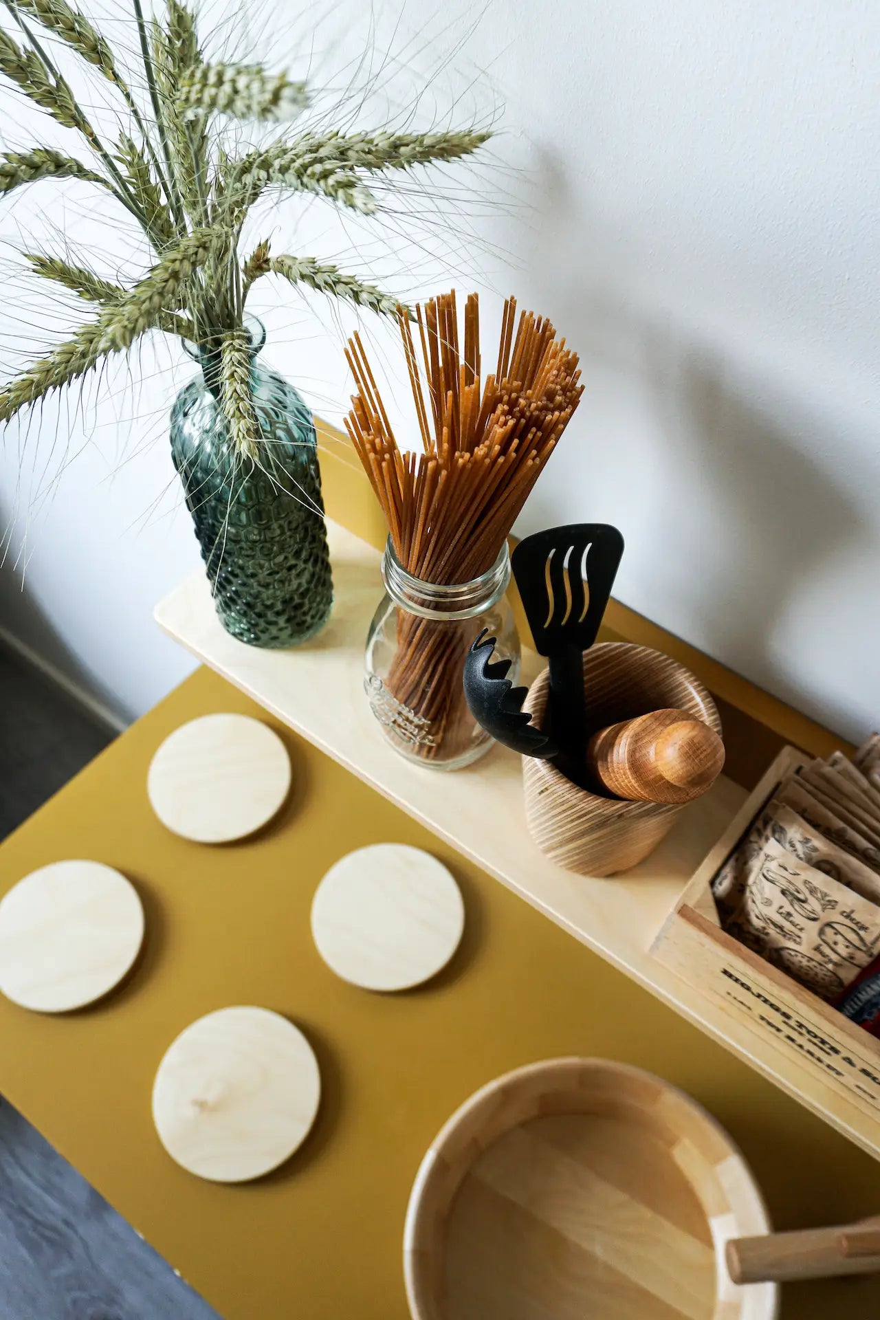 ZOE Mustard Wooden Play Kitchen + MIDMINI Plywood Tea Set for FREE