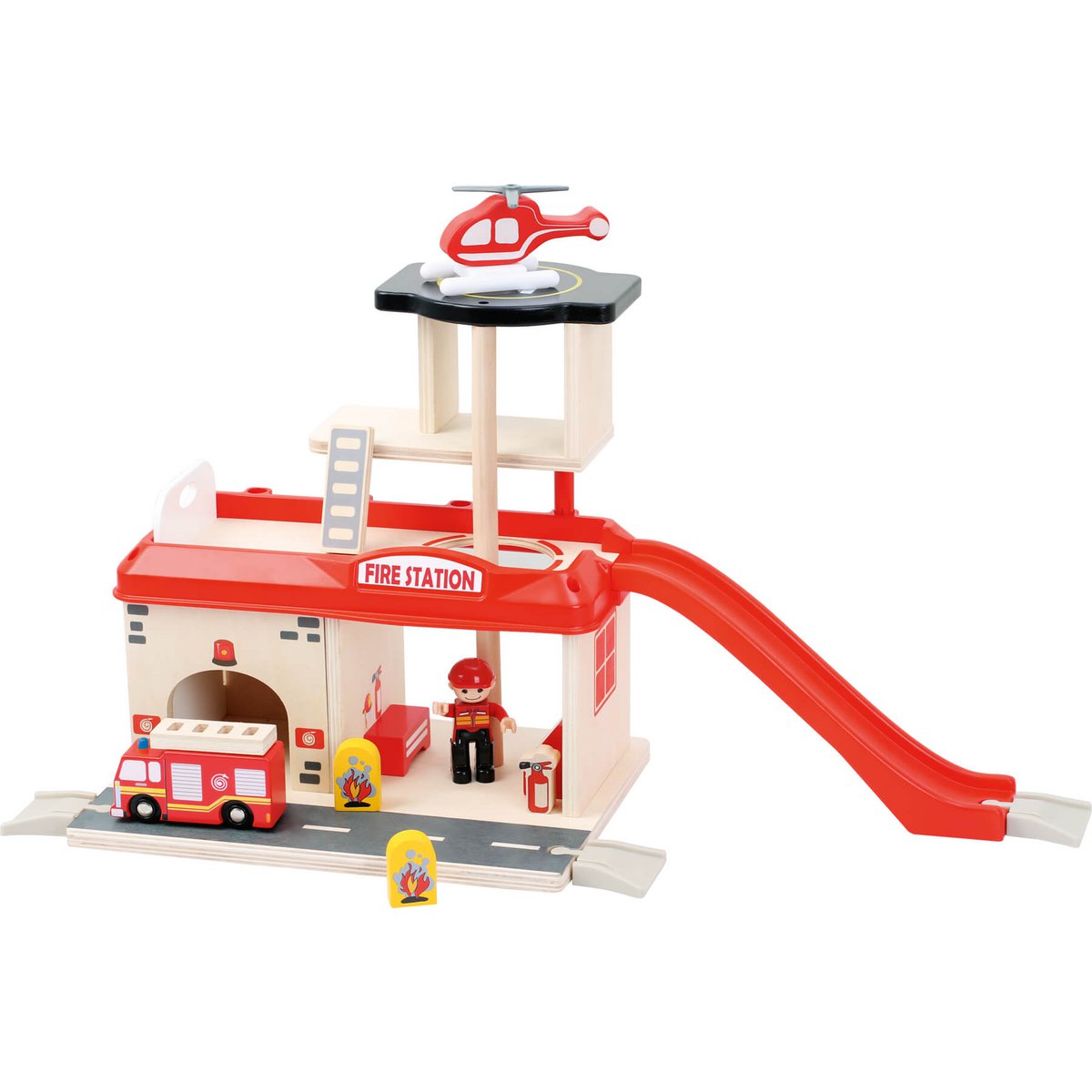 Wooden Fire Station with Accessories