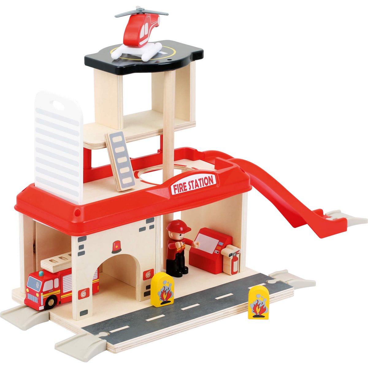 Wooden Fire Station with Accessories