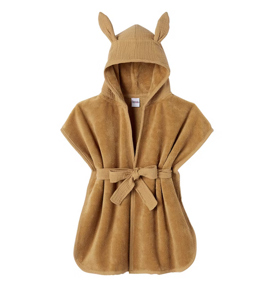 Baby bathrobe in Dove Gray & Hazelnut
