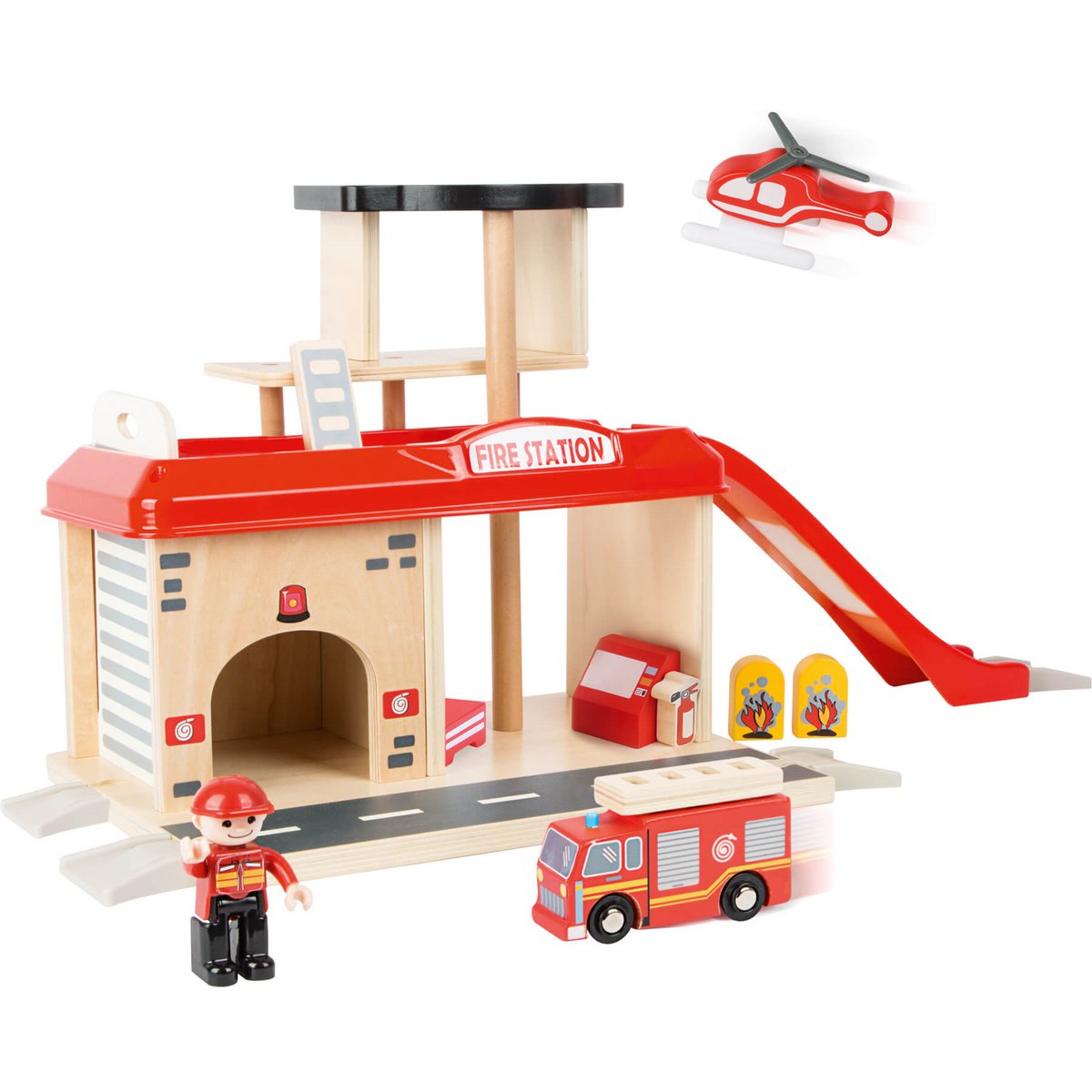 Wooden Fire Station with Accessories