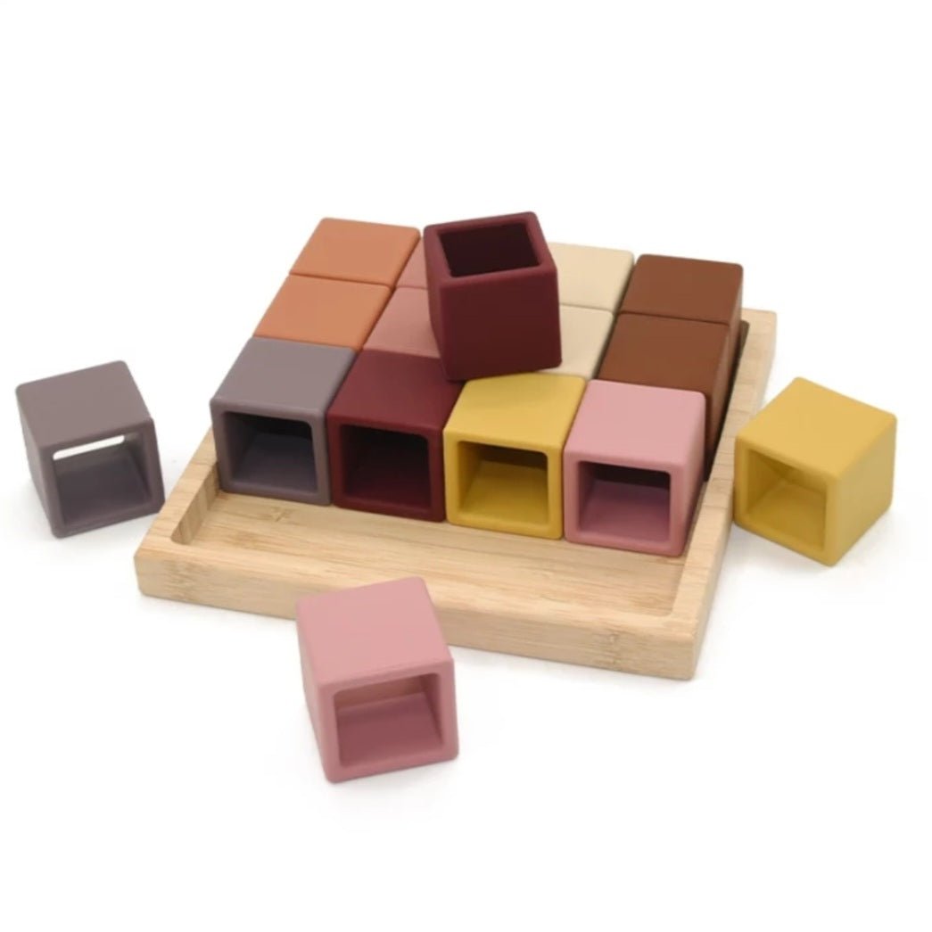 Silicone Stacking Blocks 16 pieces - Earth