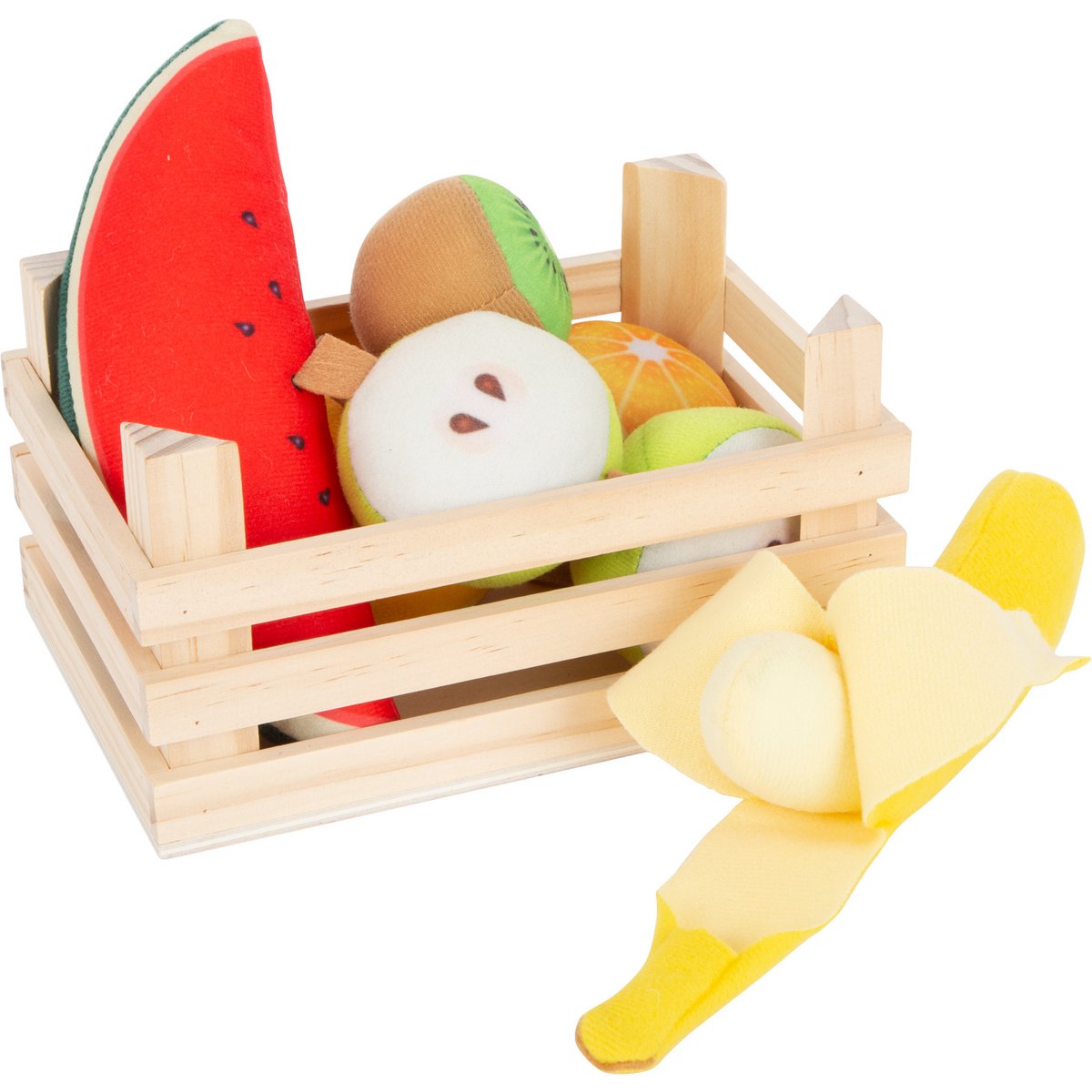 Fabric Fruit Set in a Wooden Crate