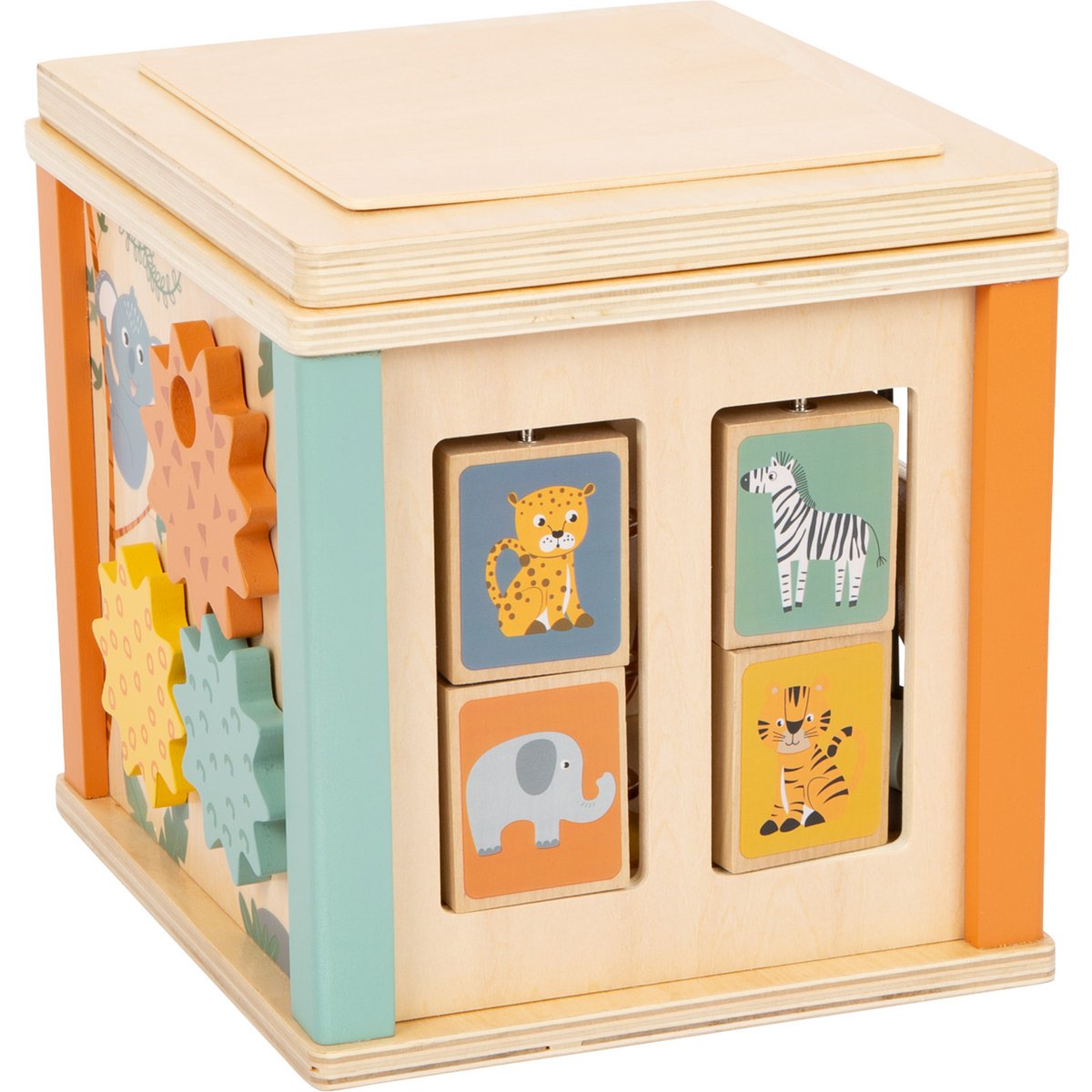 Wooden Safari Motor Skills Sorting Cube