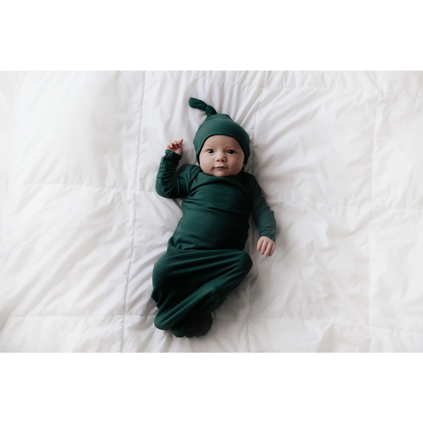 Ribbed Knotted Gown in Cocoa or Forest Green