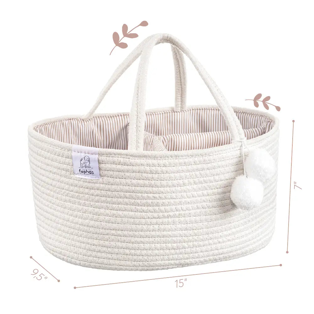 Cotton Rope Diaper Caddy - Off-white